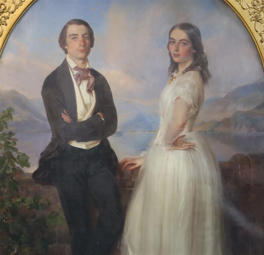 Wilhelm Trautschold (German, 1815-1877) Three quarter length double portrait of Edmund Knowles Muspratt (1833-1923) and his sister Emma